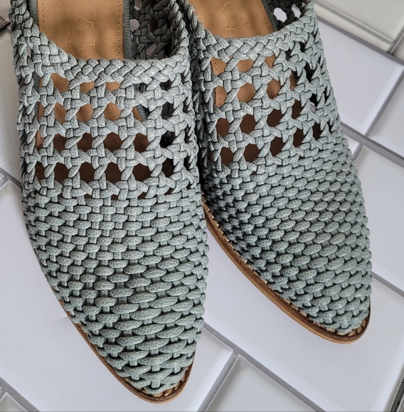 MI.IM Women’s Pale Blue Woven Braided Mules Slides 2.5in Block Heel - Picture 2 of 8